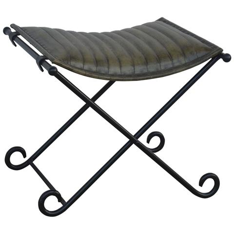 Panca In Metallo E Pelle Verde 52x45x45 - Foto 1