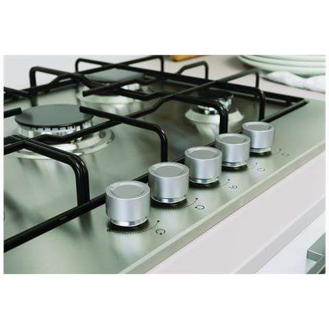 Indesit THP 752 IX/I 1 piano gas inox 75cm 5 fuochi griglie smaltate Made in Italy, Acciaio inox, Da incasso, 75 cm, Gas, Acciaio inox, 5 Fornello(i) - Foto 5