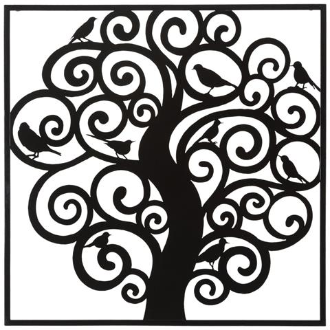 Decorazione In Metallo Albero 2-nero-metallo-70x1x70 Cm - Foto 1
