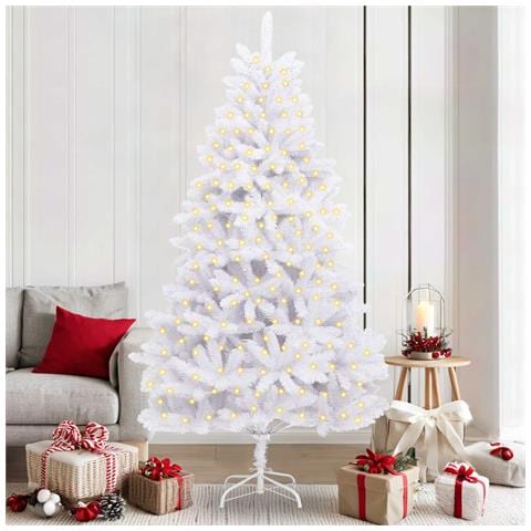 Albero di Natale artificiale Bianco 210 cm PVC e Metallo - Foto 2