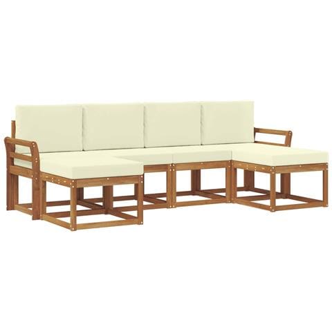 Set di divani da esterno con cuscino 6 pcs Naturale e Crema - Foto 1