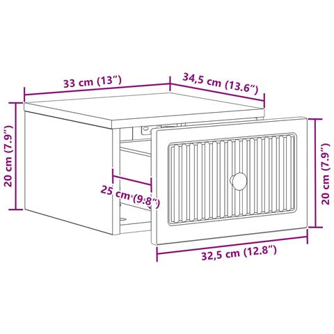 Mobiletto da notte a muro Rovere Sonoma 33 x 34,5 x 20 cm - Foto 8