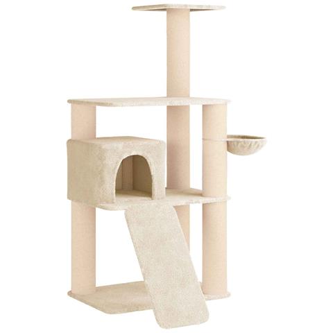 Albero per gatti con pali per graffiare in sisal Crema 173 cm - Foto 1