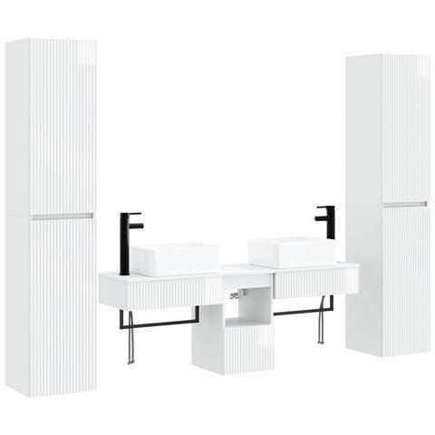 Set di mobili per il bagno 5 pz Bianco Lucido - Foto 1