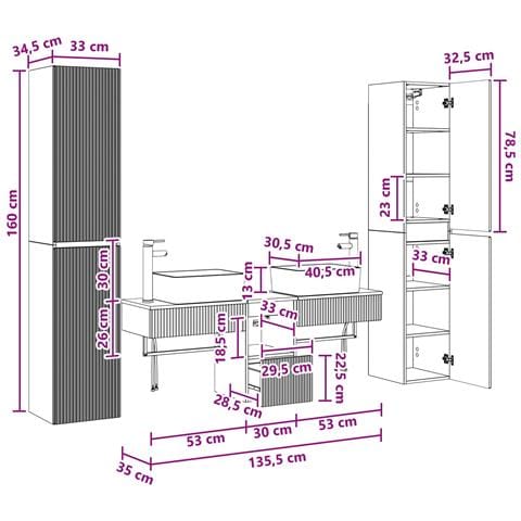 Set di mobili per il bagno 5 pz Bianco Lucido - Foto 10