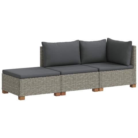 3 pz Set Lounge in Rattan con Cuscini GENDT Rattan naturale - Foto 1