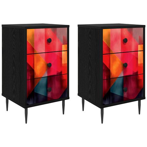 Armadio da Notte HEESCH 2 pz Rovere Nero 36 x 33 x 61 cm - Foto 1