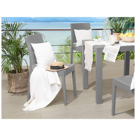 Sedia Da Giardino In Rattan-grigio Chiaro Set Di 2 Pz Fossano - Foto 20