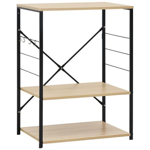 Mobile Microonde Nero e Rovere 60x39,6x79,5cm Legno Multistrato - Foto 1