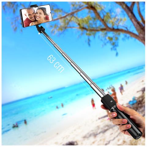 Selfie Stick Wireless Bluetooth Con Funzione Treppiedi Altezza Regolabile Nero - Foto 10