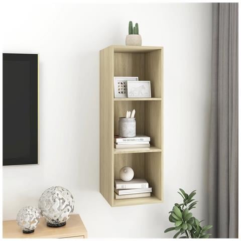 Mobile TV da Parete Rovere Sonoma 37x37x107cm Legno Multistrato - Foto 9