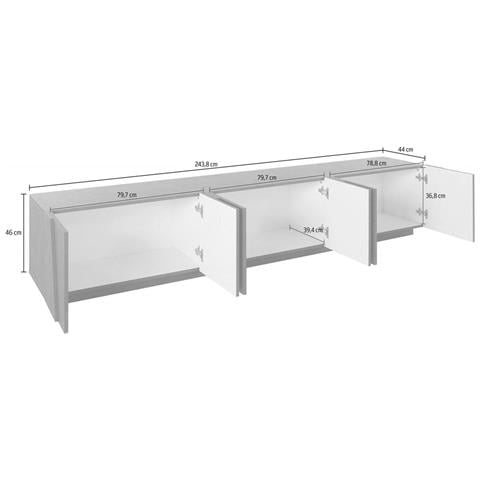 Mobile Porta Tv Lucas, Credenza Bassa Da Soggiorno, Base Porta Televisione, 100% Made In Italy, Cm 244x44h46, Ardesia - Foto 11