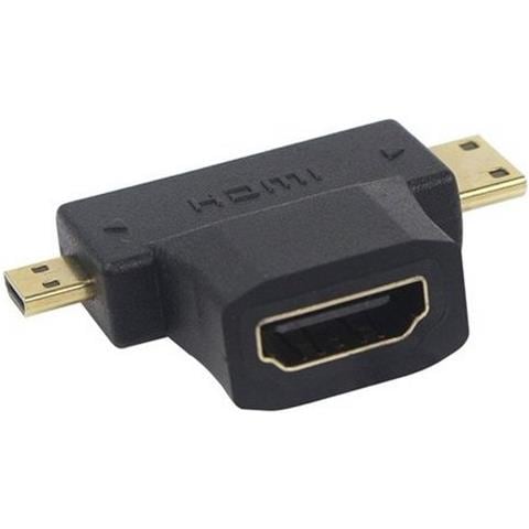 Adattatore Tr-26222 Connettore Hdmi Femmina To Mini Hdmi To Micro Hdmi Black - Foto 1