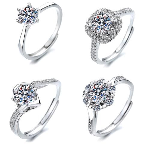 Confezione Da 4 Anelli Con Zirconi Luccicanti Silver - Foto 1