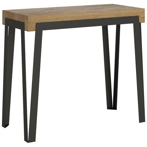 Consolle Allungabile 90x40/196 Cm Rio Small Telaio Antracite - Quercia Natura - Foto 5