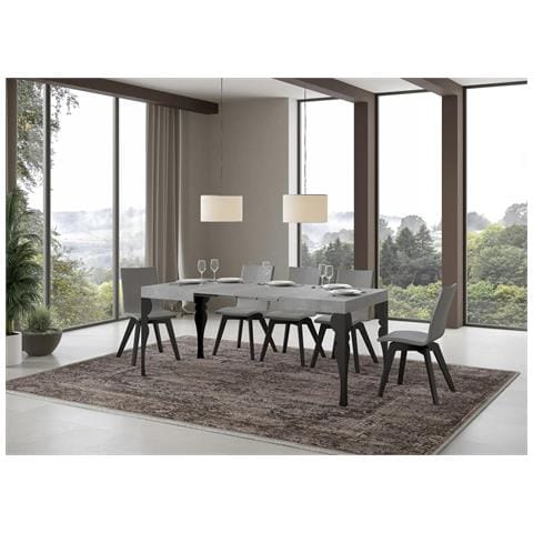 Tavolo Allungabile 80x120/204 Cm Paxon Telaio Antracite - Cemento - Foto 5