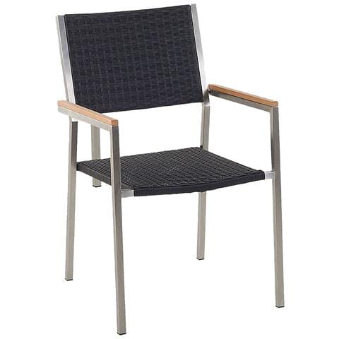 Set Da Giardino 6 Posti Vetro Nero E Rattan Nero 180 Cm Cosoleto /grosseto - Foto 2