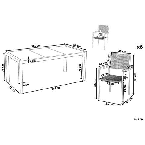 Set Da Giardino 6 Posti Vetro Nero E Rattan Nero 180 Cm Cosoleto /grosseto - Foto 7