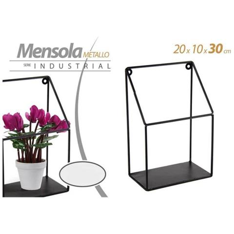 Trade Shop - Mensola Bacheca Parete Metallo Classico Moderno Industrial 20x10x30cm Nero 822247 - Foto 1