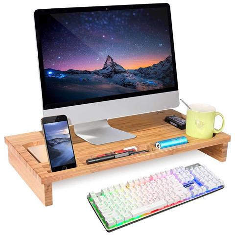 Mobile Rialzo Monitor Pc Tv Computer Portatile Con Organizer Scrivania 60x30x8cm - Foto 1