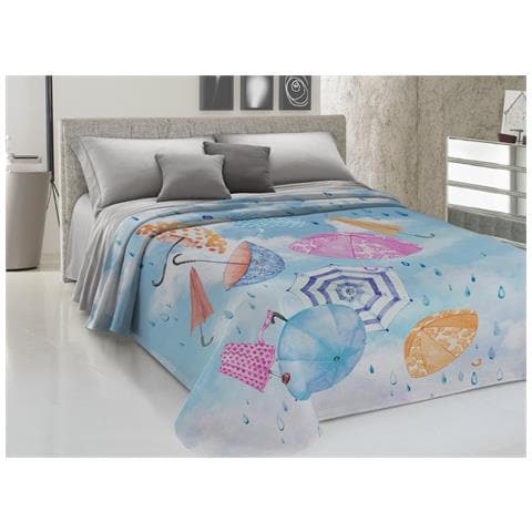 Lenzuolo Copriletto Estivo Stampa Digitale 100% Cotone Made Italy Vari Disegni Singolo Ombrellini - Foto 1