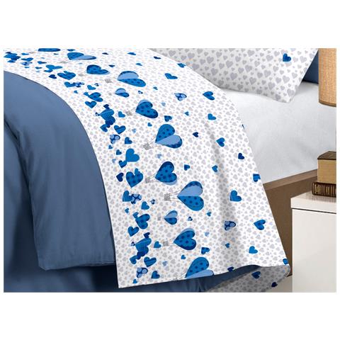 Completo Lenzuola Linea Pensieri Delicati 100% Cotone Disegno Mongolfiera Singolo Blu - Foto 5