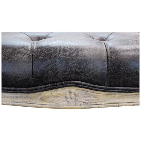 Panca Da Interno Soggiorno Con Struttura In Legno Sbiancato E E Seduta In Ecopelle Grigio Effetto Vintage Tommy - Foto 2