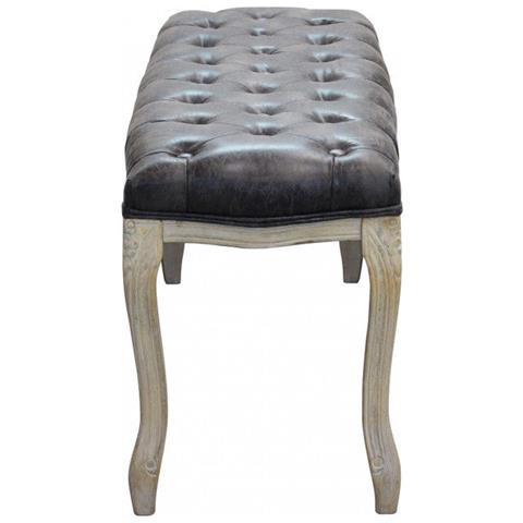 Panca Da Interno Soggiorno Con Struttura In Legno Sbiancato E E Seduta In Ecopelle Grigio Effetto Vintage Tommy - Foto 7