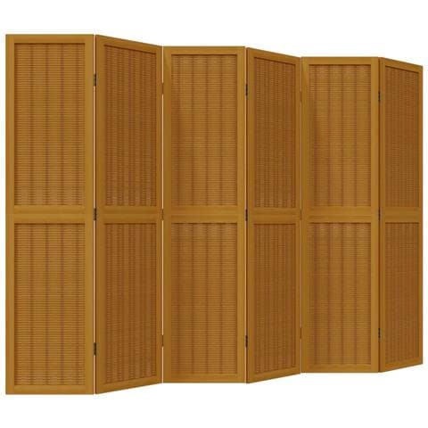 Divisorio Ambienti 6 Pannelli Marrone Legno Massello Paulownia - Foto 2