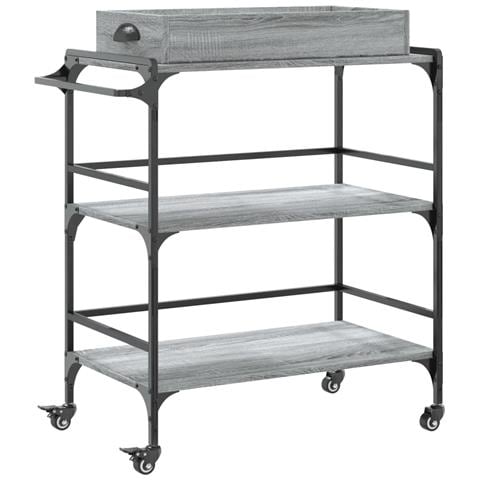 Carrello Cucina Grigio Sonoma 81,5x41x92,5 Cm Legno Multistrato - Foto 1