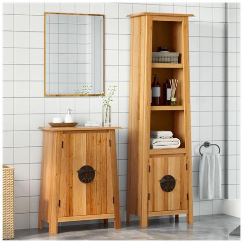 Set Mobili Da Bagno 2 Pz In Legno Massello Di Pino - Foto 1