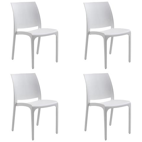 Sedia In Resina Impilabile Made In Italy Design Per Interno Esterno Sofia Bianca 4 Pz - Foto 1