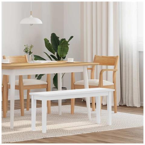 Panca 110 cm Bianco in Legno Massello di Hevea - Foto 2