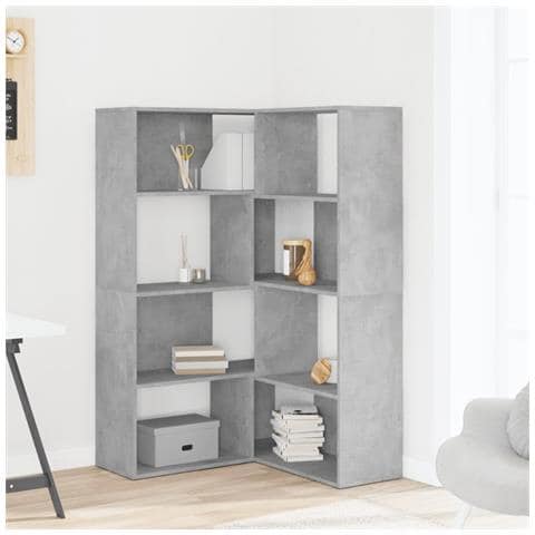 Libreria A 4 Ripiani Grigio Cemento 85x85x140 Cm In Truciolare - Foto 3