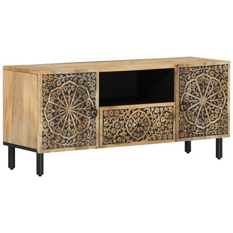 Mobile Porta Tv 105x33x46cm In Legno Massello Di Mango - Foto 2