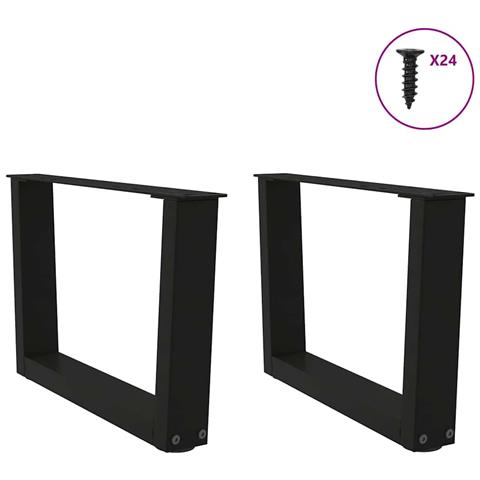 Gambe Per Tavolo Da Pranzo A V 2 Pz Nero 50x(30-31,3)cm Acciaio - Foto 3