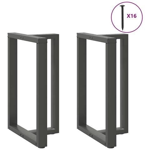 Gambe Tavolo Bar Forma T 2 Pz Antracite 60x35x(90-91)cm Acciaio - Foto 1