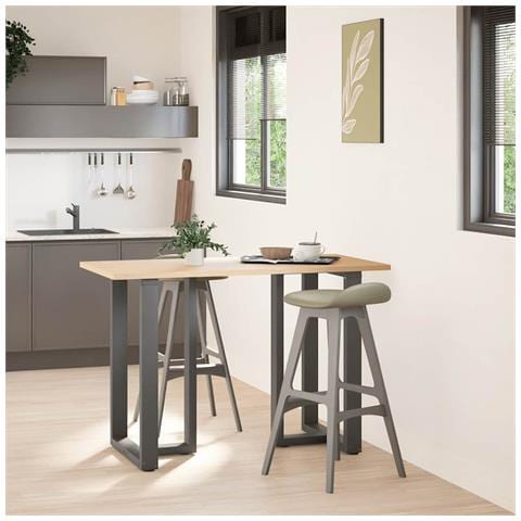 Gambe Tavolo Bar Forma T 2 Pz Antracite 60x35x(90-91)cm Acciaio - Foto 3