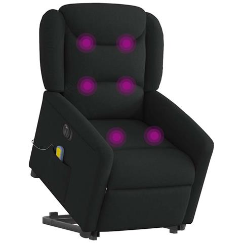 Poltrona Alzapersona Massaggiante Elettrica Nera In Tessuto - Foto 3