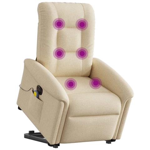 Poltrona Alzapersona Massaggiante Elettrica Crema In Tessuto - Foto 2