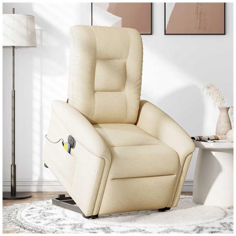 Poltrona Alzapersona Massaggiante Elettrica Crema In Tessuto - Foto 3