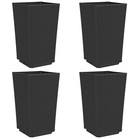 Fioriere Da Giardino 4 Pz Nere 32,5x32,5x57 Cm In Pp - Foto 1