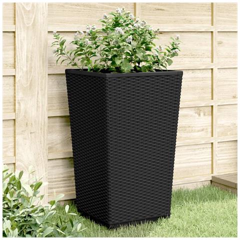 Fioriere Da Giardino 4 Pz Nere 32,5x32,5x57 Cm In Pp - Foto 8