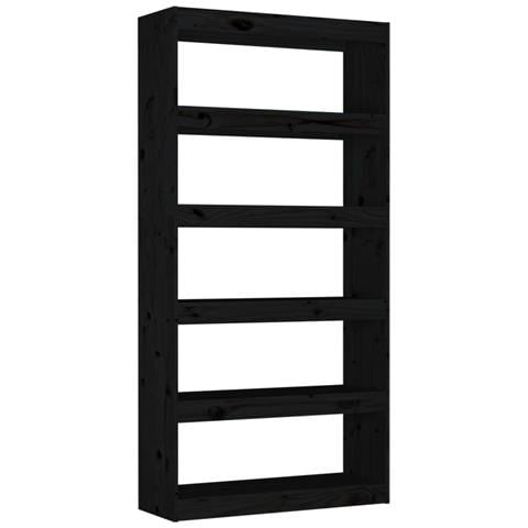 Libreria /divisorio Nero 80x30x167,4 Cm Legno Massello Di Pino - Foto 1