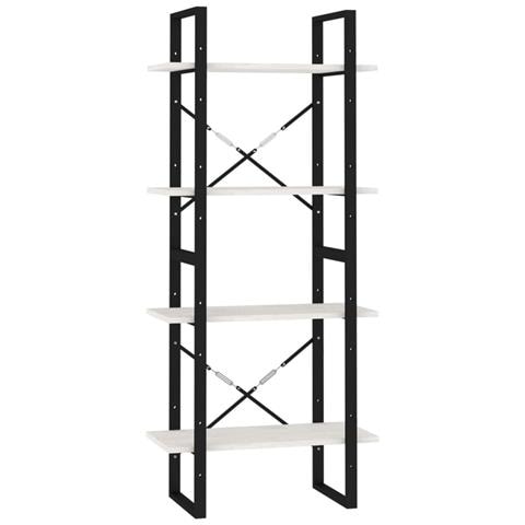 Libreria A 4 Ripiani Bianca 60x30x140 Cm In Massello Di Pino - Foto 1