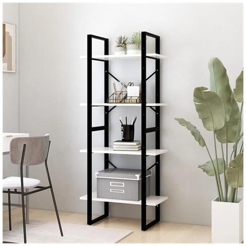 Libreria A 4 Ripiani Bianca 60x30x140 Cm In Massello Di Pino - Foto 2