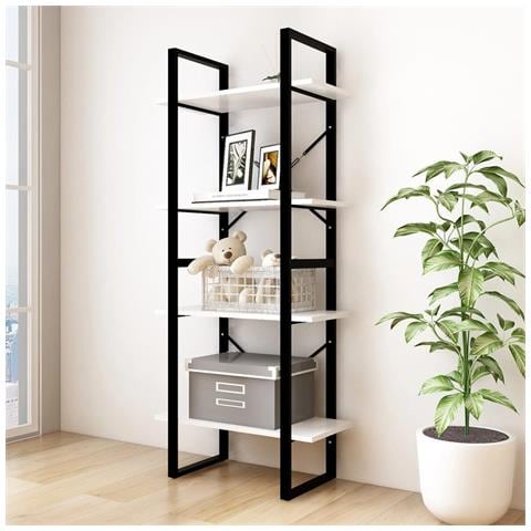 Libreria A 4 Ripiani Bianca 60x30x140 Cm In Massello Di Pino - Foto 8