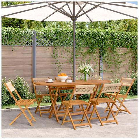 Sedie Da Giardino Pieghevoli 6pz Beige Legno Massello Di Acacia - Foto 8