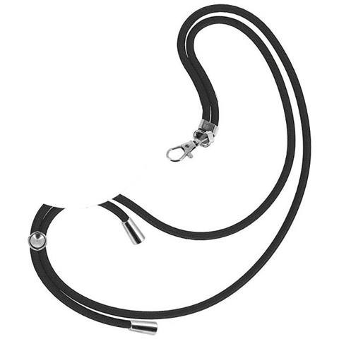 Girocollo Per Smartphone In Nylon Da 150 Cm Con Attacco Universale, Nero - Foto 1