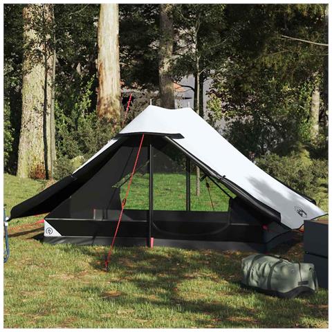 Tenda Campeggio 2 Persone Bianca Tessuto Oscurante Impermeabile - Foto 2